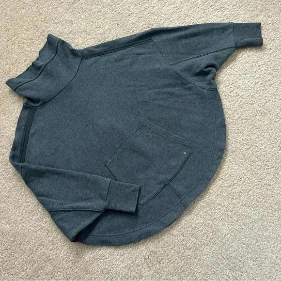 PrAna Cozy Up Poncho Kangaroo Pocket Heather Blue SZ Small Oversized W23190896 - Picture 2 of 16